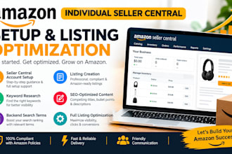 setup amazon individual seller central and listing optimization
