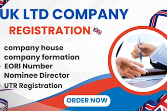 do UK ltd company formation nominee director support vat registration eori utr