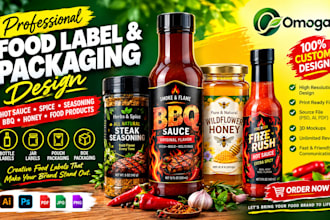 design hot sauce, spice, seasoning, BBQ and food product labels