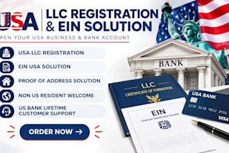 register a USA llc, wyoming llc and assist with ein application