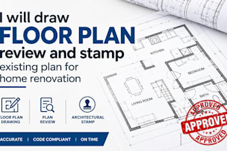 draw floor plan, review and stamp existing plan for home renovation