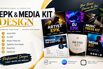 design dj epk, artist epk, music press kit speaker one sheet brand kit media kit