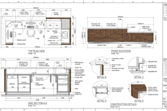 create hotel casework, reception and office millwork fabrication drawings