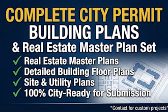 do complete city permit drawings building plan for real estate master plan set