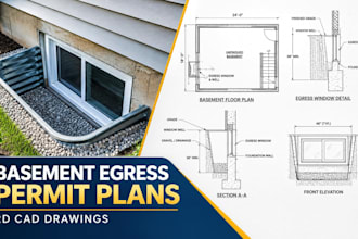 create basement egress window permit plans and drawings