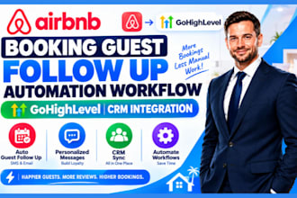 airbnb booking guest follow up automation workflow gohighlevel CRM integration