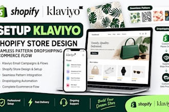setup klaviyo shopify store design seamless pattern dropshipping ecommerce flow
