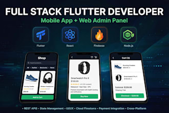 build flutter mobile app and full stack web app with react nodejs
