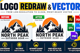 vectorize, redraw your logo or image to vector
