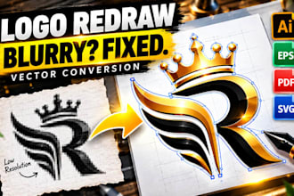 vectorize, redraw your logo or image to vector