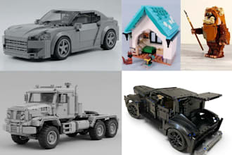 design custom lego moc, 3d lego models, cars, toys, trucks and instructions