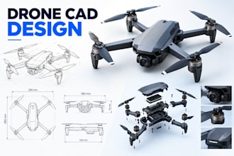 design uav drone cad quadcopter, vtol, fpv drone aerospace 3d printable models