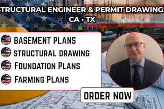 structural engineer california and texas permit drawing, basement plan mep plan