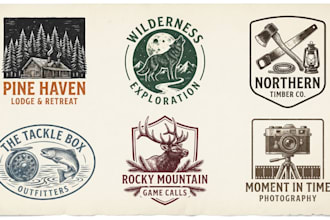 draw rustic, linocut, scratchboard retro vector logo