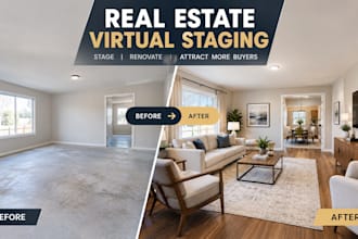 create realistic real estate virtual staging and renovation