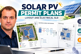 design solar pv permit plans, layout and electrical sld