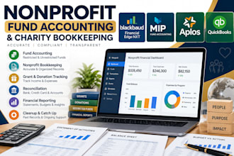 do nonprofit fund accounting,charity bokkeeping in blackbaud mip aplos quickbook