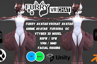 create custom furry vrchat avatar anime nsfw fursona oc vrm 3d model for gaming