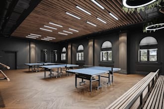 restore 3d tennis sport,padel interior,layout plan,multi court design,table turf