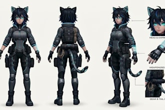 create custom furry, vrchat avatar, fursona, furry character and 3d model