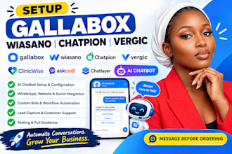 setup gallabox wiasano chatpion vergic clinicwise ask codi chatlayer ai chatbot