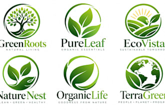 design a professional eco, nature, organic, modern,  green circle logo