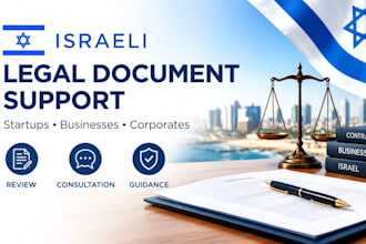 provide israeli startup, business and corporate legal document support