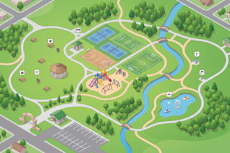design custom theme park map, amusement park, attraction map and visitor guide