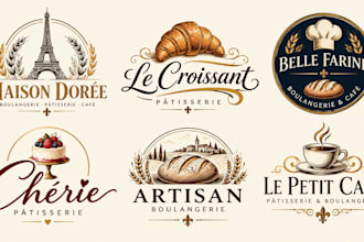 design a professional pastry, bread, café, or patisserie french bakery logo