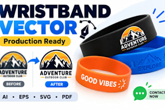 convert event wristband logo silicone bracelet into production ready vector file