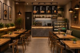 design modern restaurant and cafe interiors with 3d renders