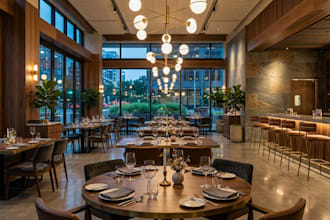 do interior design of commercial office, restaurant, hotel, architectural render