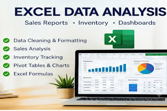 excel data analysis, sales reports and inventory management spreadsheets