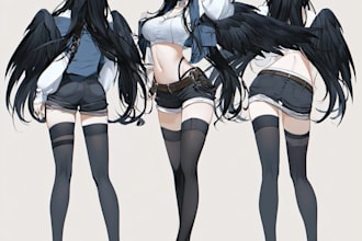 draw character sheet or furry sheet design in anime