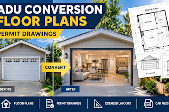 create adu conversion floor plans and permit drawings