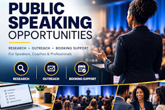 search public speaking opportunities, leads niche specific