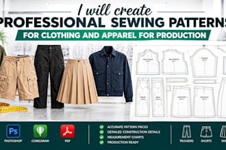 create professional sewing patterns for clothing and apparel for production
