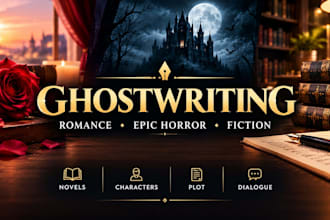 be your romance book ghostwriter, epic horror book writer, fiction novel writer