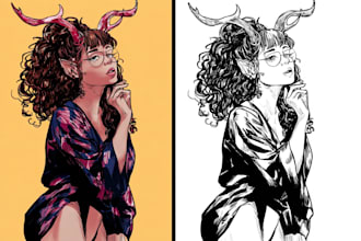 draw black and white outline illustrations