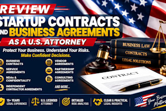 review startup contracts and business agreements as us attorney