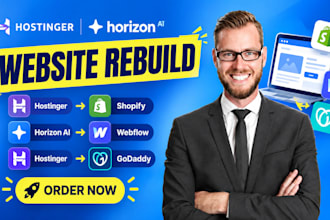 convert rebuild hostinger horizon ai website to shopify webflow godaddy website
