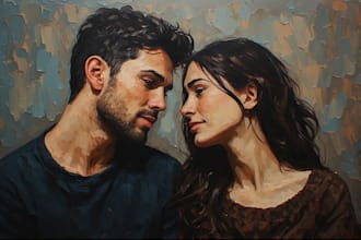 paint couple portrait painting in oil canvas