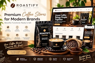 design coffee shopify store, coffee dropshipping website, roastify coffee store