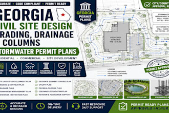 design georgia civil site grading drainage and columns, stormwater permit plans