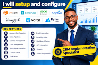 setup liveagent sendpulse apptivo sage intacct honeybook vcita eway kylas CRM