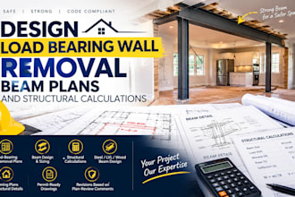design load bearing wall removal beam plans and structural calculations