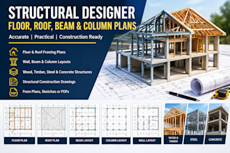 structural designer floor, roof, beam and column plans