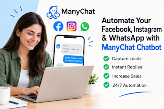 automate facebook, instagram, and whatsapp with manychat chatbot