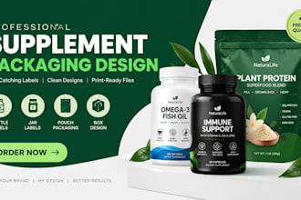 design supplement label, vitamin label and wellness packaging
