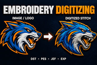 do embroidery digitizing, digitize image for embroidery in 1 hour